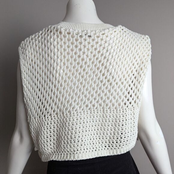 Zara Crochet cropped tank top side ties mesh see through size M - Picture 7 of 8